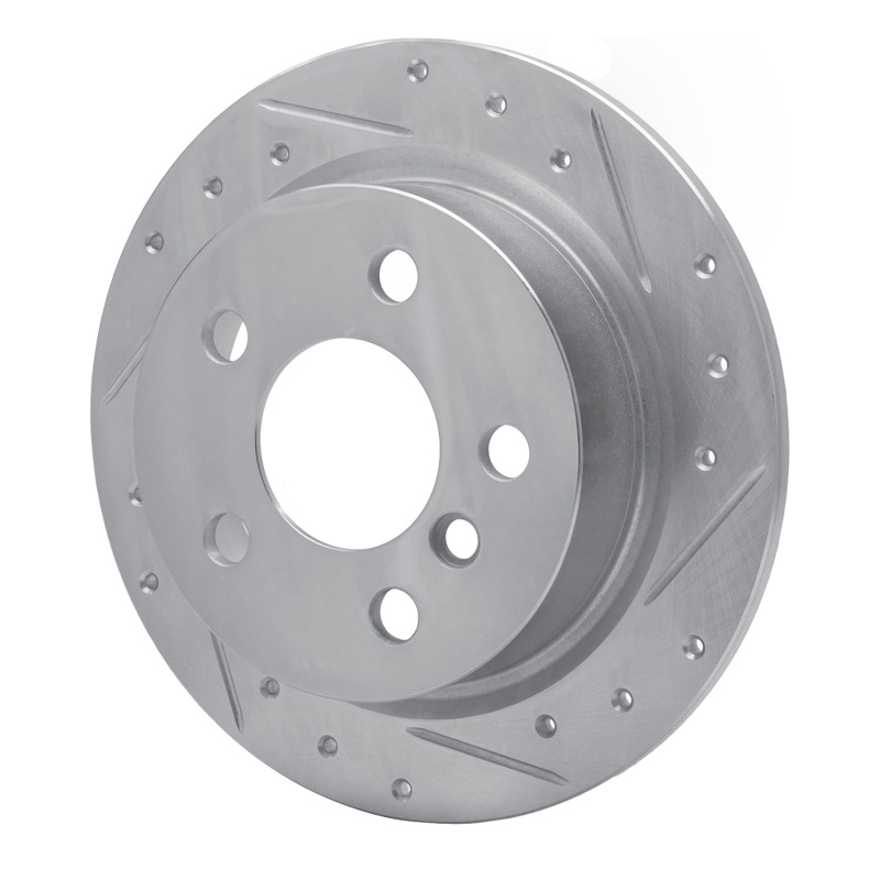 Mini Cooper Brake Rotor (1) - Rear Right - R1 Concepts - Drilled & Slotted - Silver - `14-`24